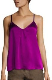 Vince - Pleated Silk Crepe Camisole Magenta at Saks Fifth Avenue